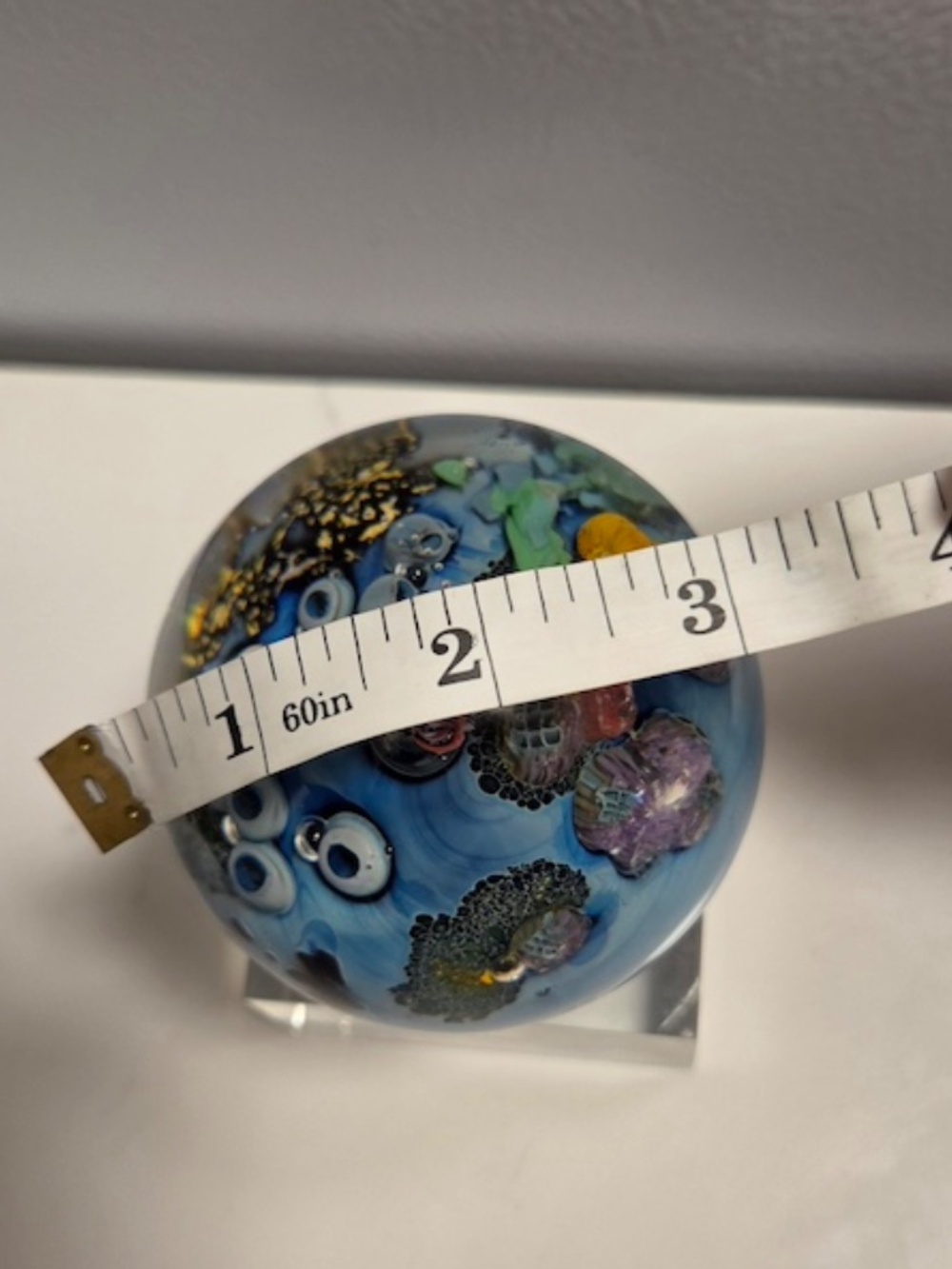 "Inhabited Planet" Studio Art Glass paperweight by Josh Simpson, one-of-a-kind! - Picture 9 of 10